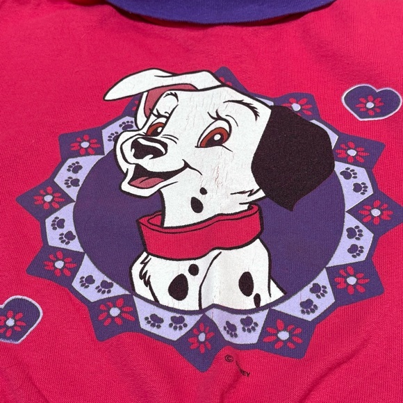 Vintage Disney 101 Dalmations Crewneck Fleece Sweatshirt pink purple 6X - Picture 2 of 9